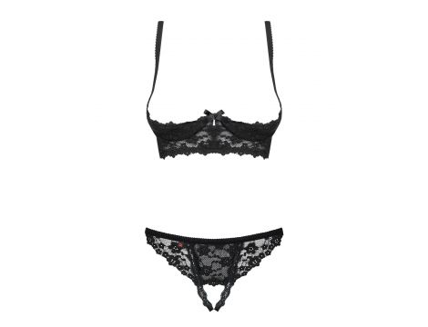Komplet bielizny Letica otwarty czarny S/M Obsessive - 5