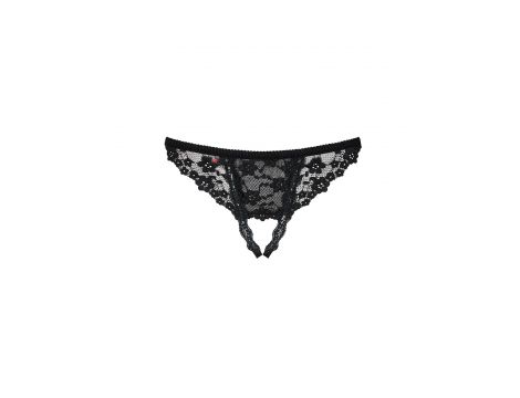 Stringi koronkowe otwarte Obsessive czarne S/M - 7