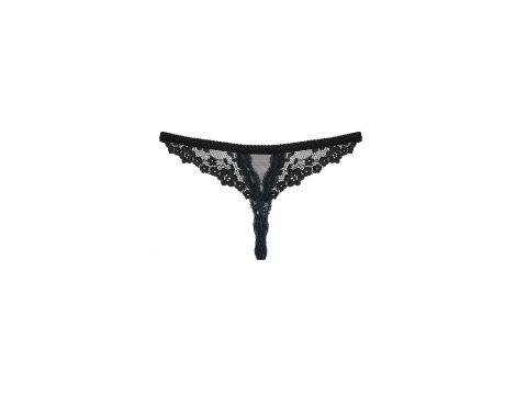 Stringi koronkowe otwarte Obsessive czarne S/M - 8