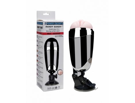 Masturbator wibrujący Randy Sandy montowany na ścianie czarny 22 cm - 7