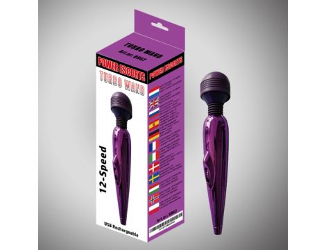 Masażer różdżkowy Turbo Power Escorts fioletowy 18 cm ładowalny - 3