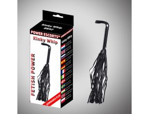 Bicz łaskoczący piórkami Power Escorts Kinky Whipp czarny 45 cm