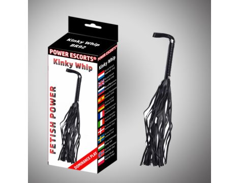 Bicz łaskoczący piórkami Power Escorts Kinky Whipp czarny 45 cm