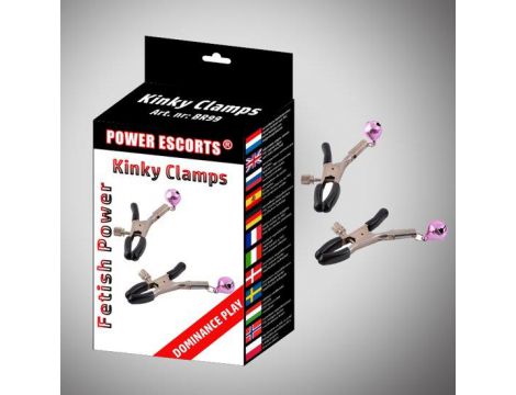 Czarne klipsy na sutki z dzwoneczkami Power Escorts BR99 - 2