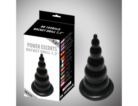 Korek analny Wiertarka rakietowa Power Escorts 18,5 cm czarny - 3