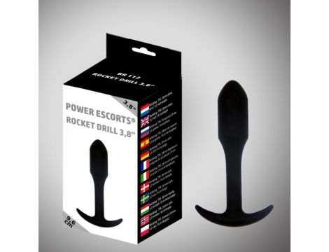 Korek analny Wiertarka rakietowa Power Escorts czarny 9,6 cm - 2