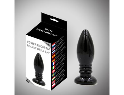 Korek analny Wiertarka rakietowa Power Escorts czarny 8,7 cm - 5