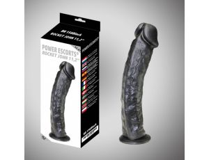 Rotujące dildo Rocket John Power Escorts czarne 28,5 cm
