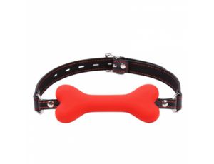 Knebel silikonowy w kształcie kości Kinky Pleasure czerwony