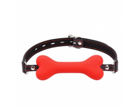 Knebel silikonowy w kształcie kości Kinky Pleasure czerwony