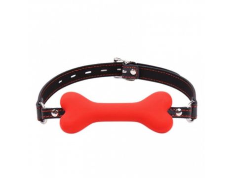Knebel silikonowy w kształcie kości Kinky Pleasure czerwony - 2