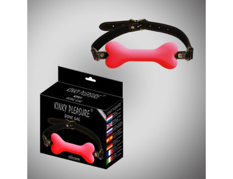 Knebel silikonowy w kształcie kości Kinky Pleasure czerwony - 5
