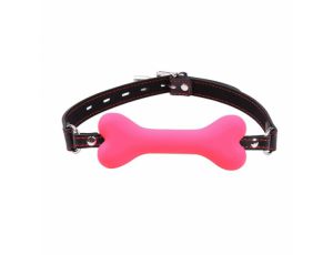 Knebel silikonowy w kształcie kości Kinky Pleasure różowy