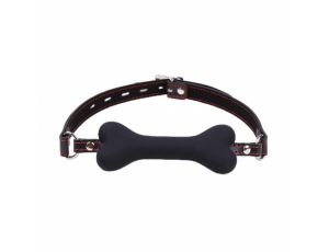 Knebel w kształcie kości silikonowy Kinky Pleasure czarny