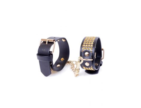 Kajdanki z kryształkami Fetish B Series złote 3 cm - 3
