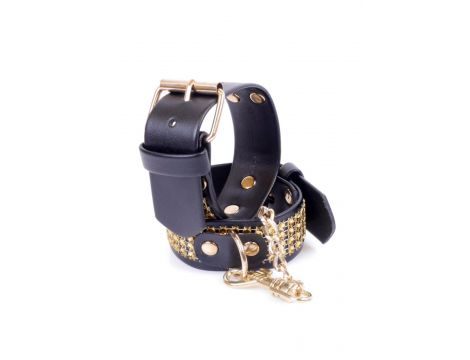 Kajdanki z kryształkami Fetish B Series złote 3 cm - 5