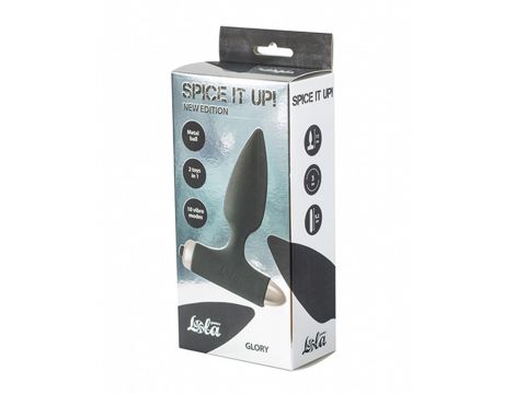 Wibrujący korek analny Lola Toys Glory Black silikonowy 15 cm AAA - 2
