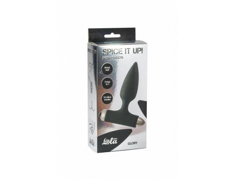 Wibrujący korek analny Lola Toys Glory Black silikonowy 15 cm AAA - 3