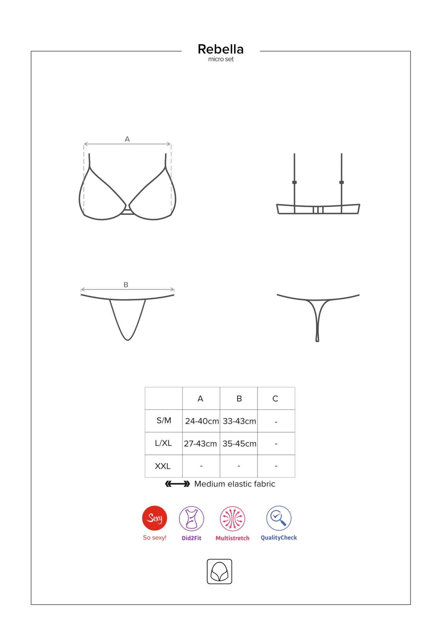 biustonosz stringi skóra komplet obsessive l/xl