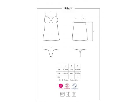 Koszulka i stringi Obsessive Rebella czarna L/XL - 7