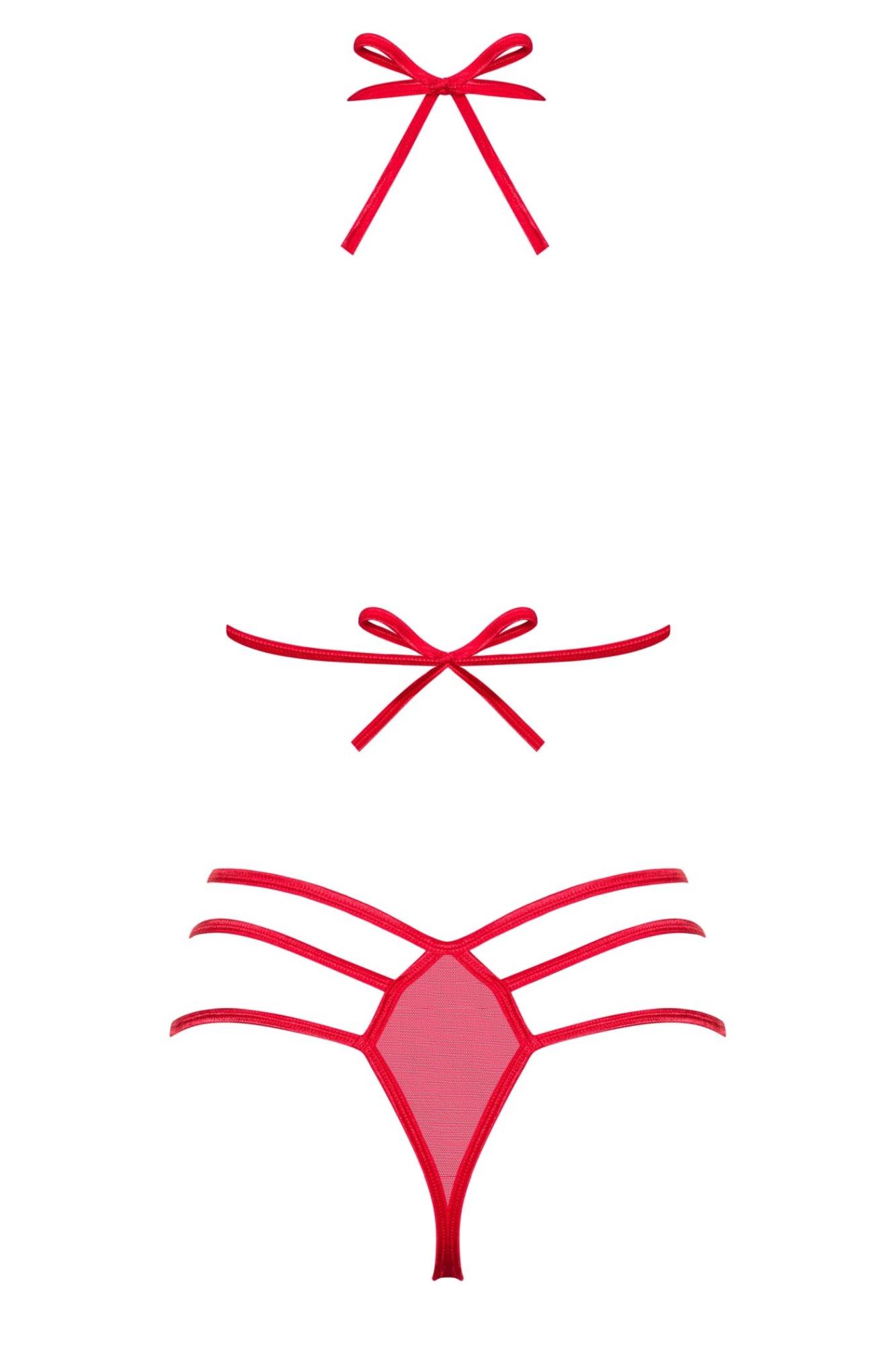 czerwony komplet biustonosz stringi giftella s/m