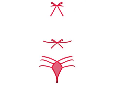 Erotyczny komplet bielizny Giftella Obsessive czerwony S/M - 6