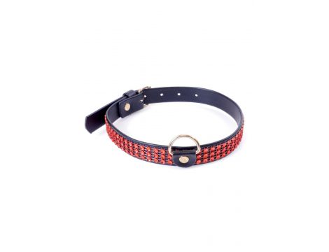 Obroża z kryształkami Fetish B Series czerwona 2 cm