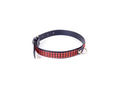 Obroża z kryształkami Fetish B Series czerwona 2 cm - 2