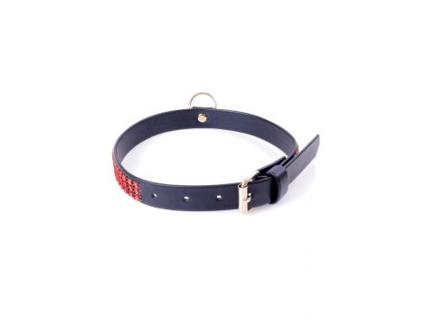 Obroża z kryształkami Fetish B Series czerwona 2 cm - 3