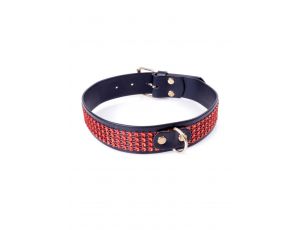 Obroża z kryształkami Fetish B Series czerwona 3 cm