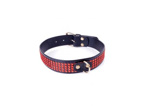 Obroża z kryształkami Fetish B Series czerwona 3 cm
