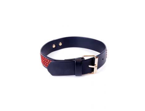 Obroża z kryształkami Fetish B Series czerwona 3 cm - 3