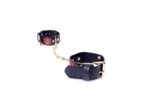 Kajdanki z kryształkami Fetish B Series czerwone 3 cm - 3