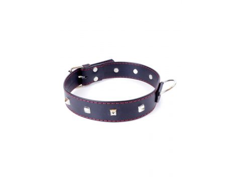 Obroża z ćwiekami Fetish B Series czerwona 3 cm regulowana - 3