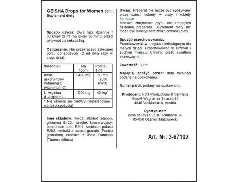 Krople afrodyzjaku Shiatsu Geisha dla kobiet Hot 30ml - 6