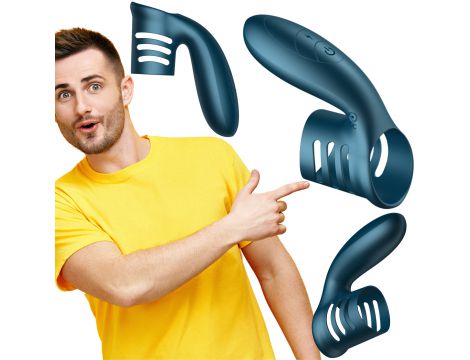 Pierścień wibracyjny silikonowy B Series Fox niebieski USB 7 trybów - 2