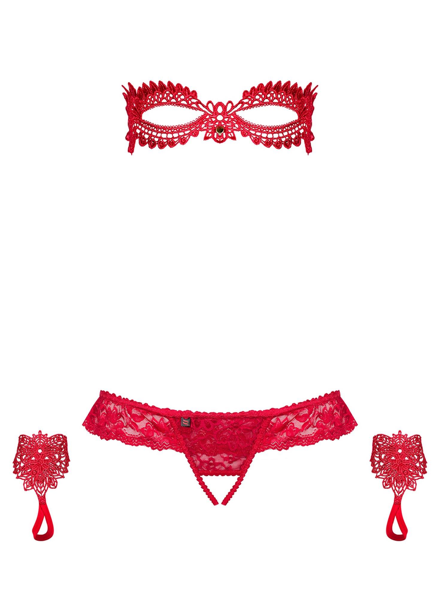 komplet maska stringi rękawiczki obsessive l/xl