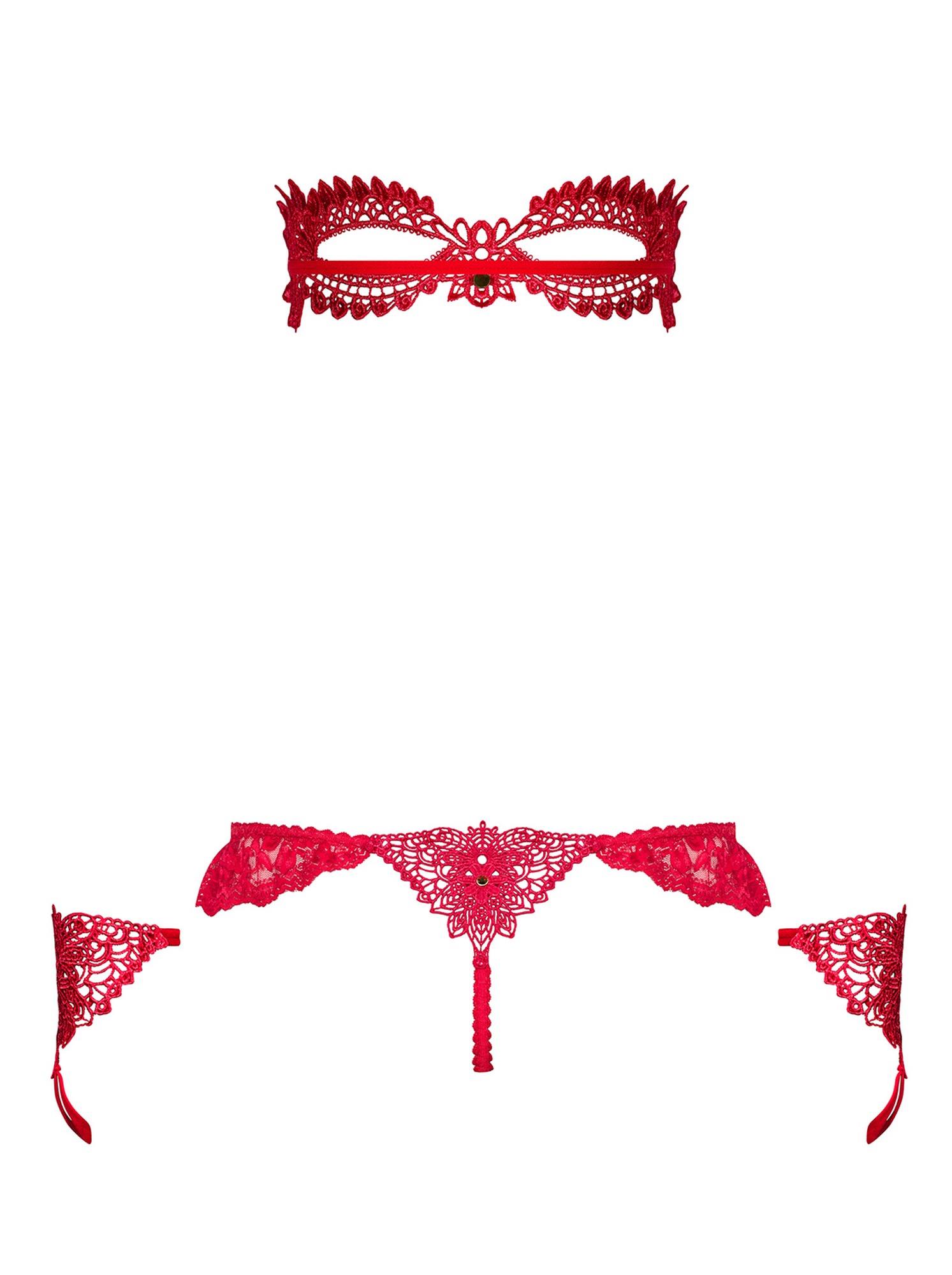 komplet maska stringi rękawiczki obsessive l/xl