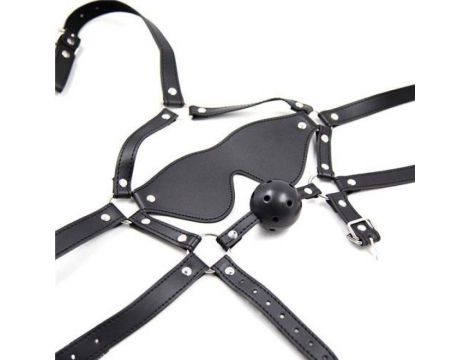 Uprząż do twarzy z maską i kneblem Toyz4lovers czarna - 4