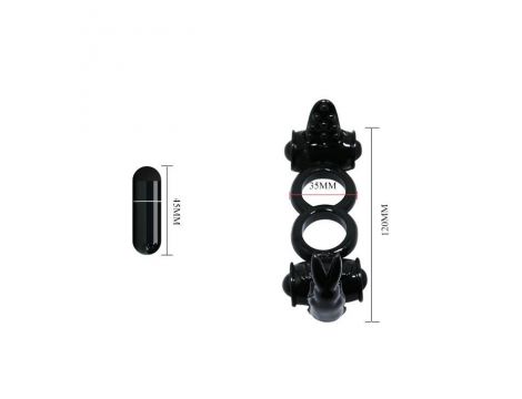 Podwójny pierścień erekcyjny wibracyjny Baile czarny silikonowy 15 cm - 3