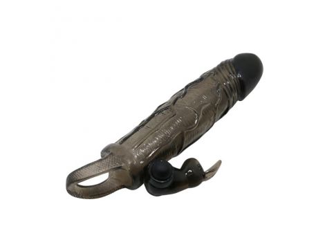 Wibrująca przedłużka na penisa Baile Brave Man Smoke 15 cm - 2