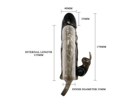 Wibrująca przedłużka na penisa Baile Brave Man Smoke 15 cm - 3