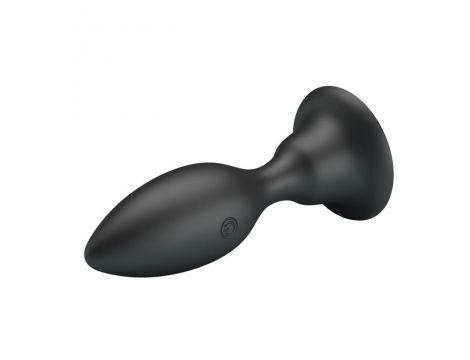 Wibrujący korek analny silikonowy czarny Pretty Love z przyssawką - 2