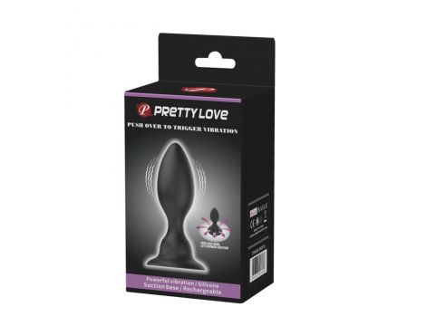 Wibrujący korek analny silikonowy czarny Pretty Love z przyssawką - 6