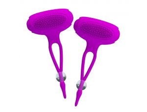 Wibrujące zaciski na sutki Pretty Love Bancroft fioletowe silikonowe 5 cm