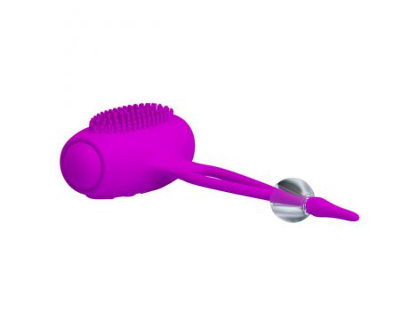 Wibrujące zaciski na sutki Pretty Love Bancroft fioletowe silikonowe 5 cm - 2