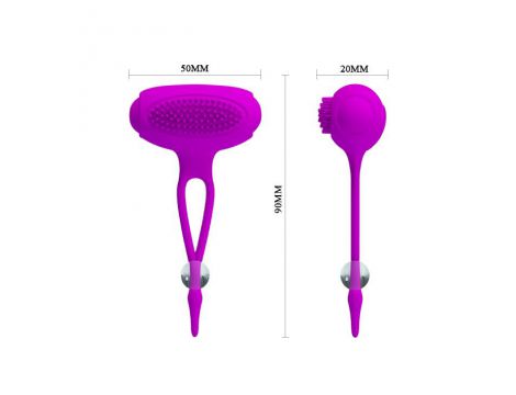 Wibrujące zaciski na sutki Pretty Love Bancroft fioletowe silikonowe 5 cm - 5