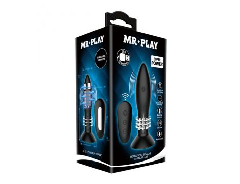 Wibrujący korek analny z obracającymi się koralikami Mr Play - 6