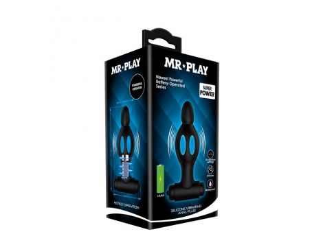Wibrujący silikonowy korek analny Mr. Play czarny - 7
