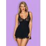 Babydoll Luvae z stringami Obsessive czarny S/M - 4